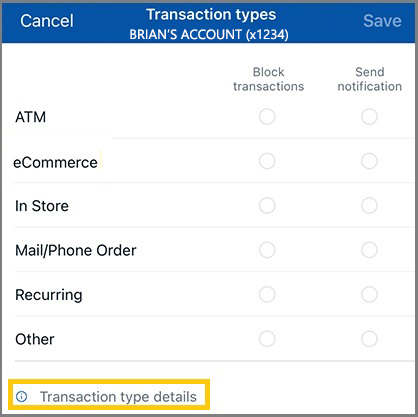 Screenshot Transaction Types